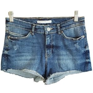 Trafaluc By Zara Distressed "Cut Off" Denim Shorts, Raw Edges, Size 6